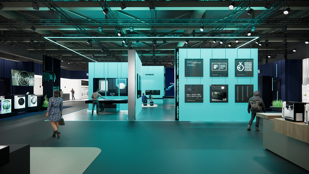Siemens Hausgeräte zeigt auf der IFA 2026 moderne Wohn- und Technologietrends, von der ersten matten Dampfschublade bis zum ikonischen Wäschepflege-Duo.