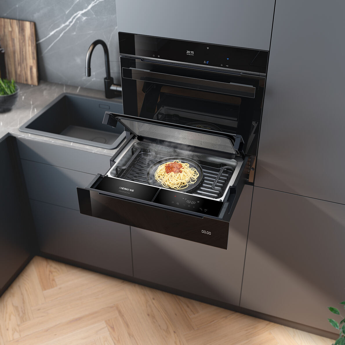 Siemens Hausgeräte stellt die weltweit erste Dampfschublade vor.
